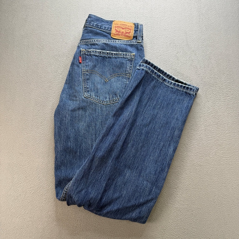 Levis Low Pro Straight Jeans Women 29 Blue Cotton Faded Distressed Denim Casual